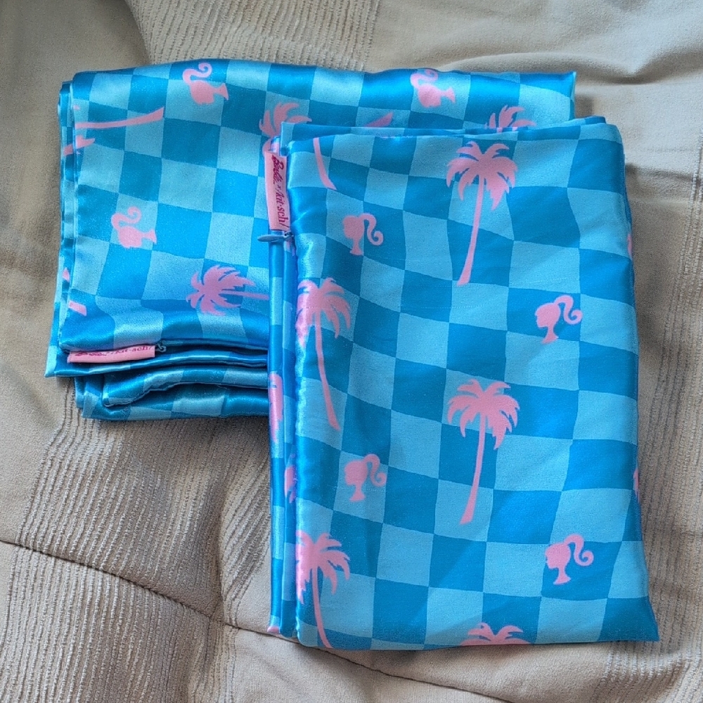 Barbie Blue and Pink Checkered Kitsch Pillow Cases